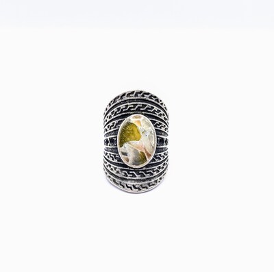 Silver Plated with Polymer Clay Inlay Statement Ring - image1